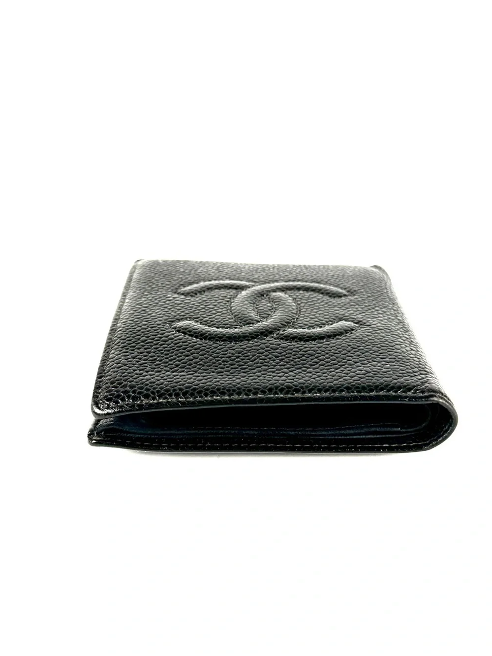 Chanel Black Caviar Leather CC Bifold Wallet Full Inclusion With Entrupy COA